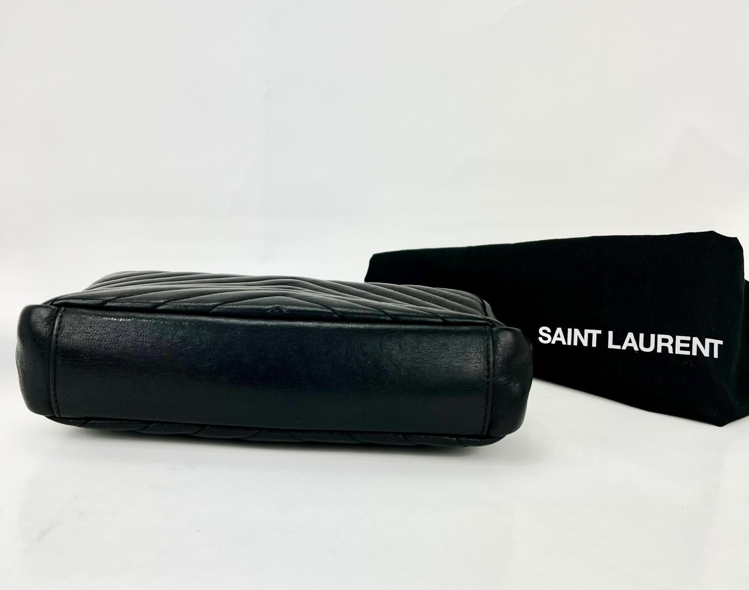 Saint Laurent Medium College Matelasse Chevron Monogram black messenger Bag 1
