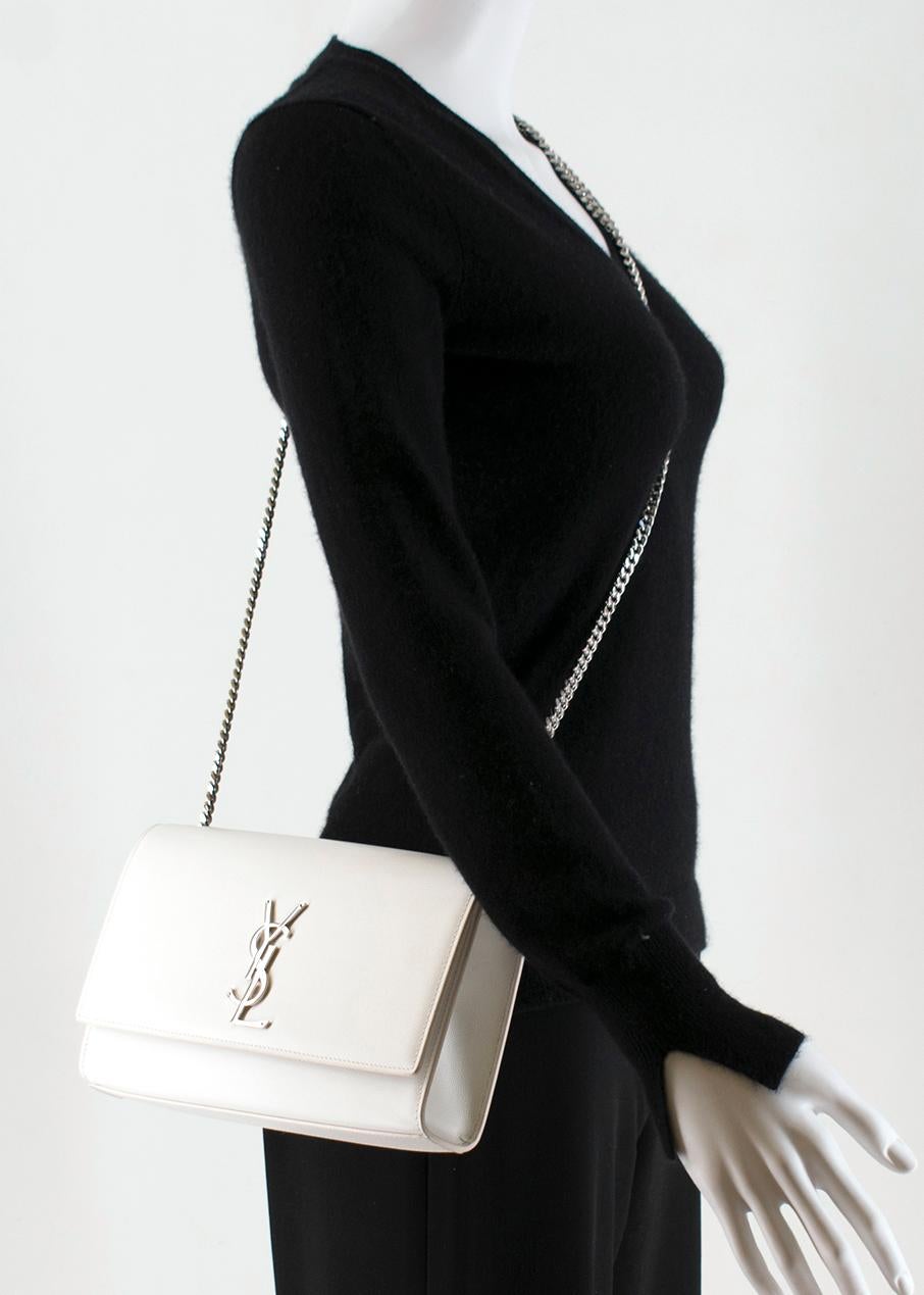 Women's Saint Laurent Medium Grain De Poudre Off White Kate Crossbody Bag	