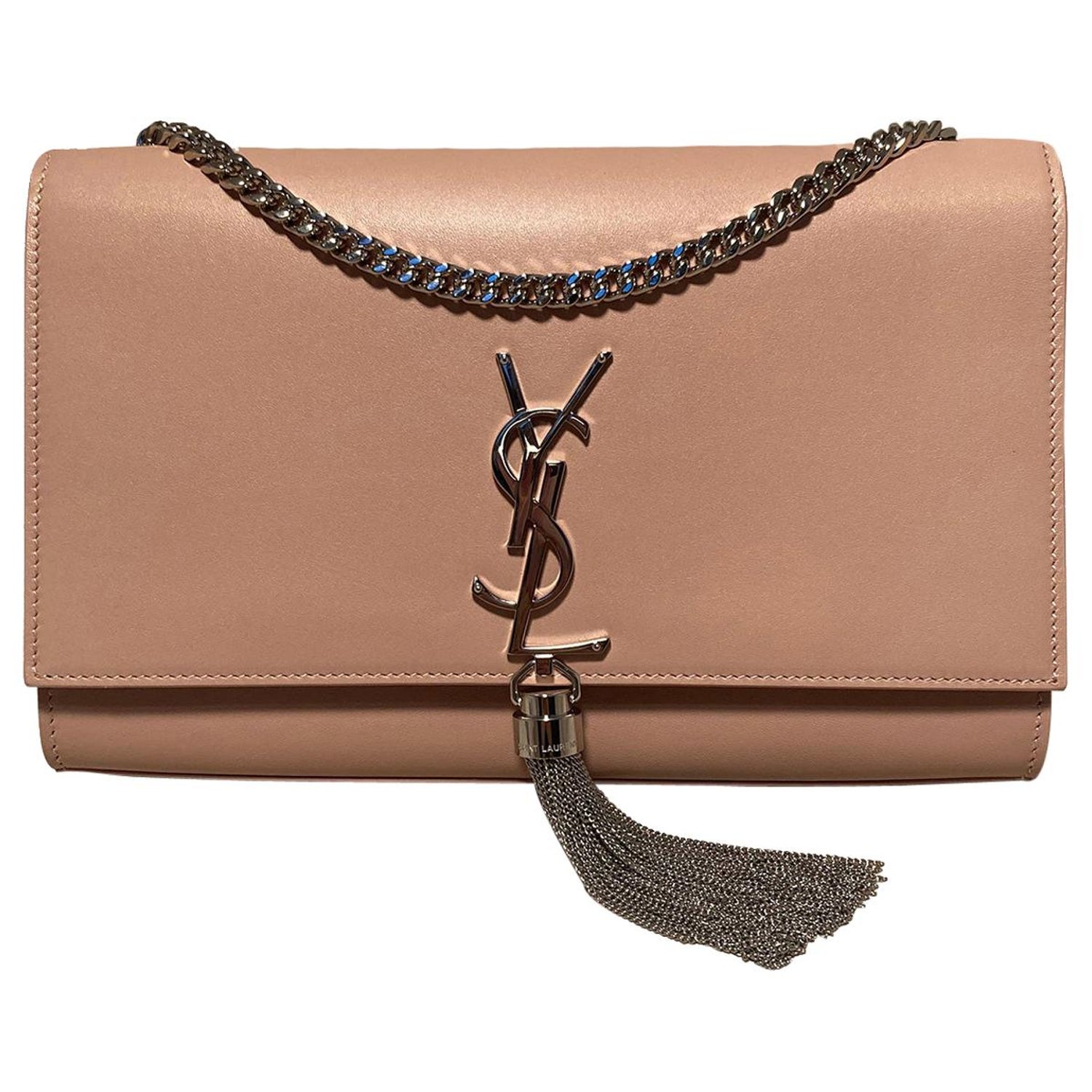 Saint Laurent Medium Kate Monogram Tassel Bag in Pale Pink For Sale at  1stDibs