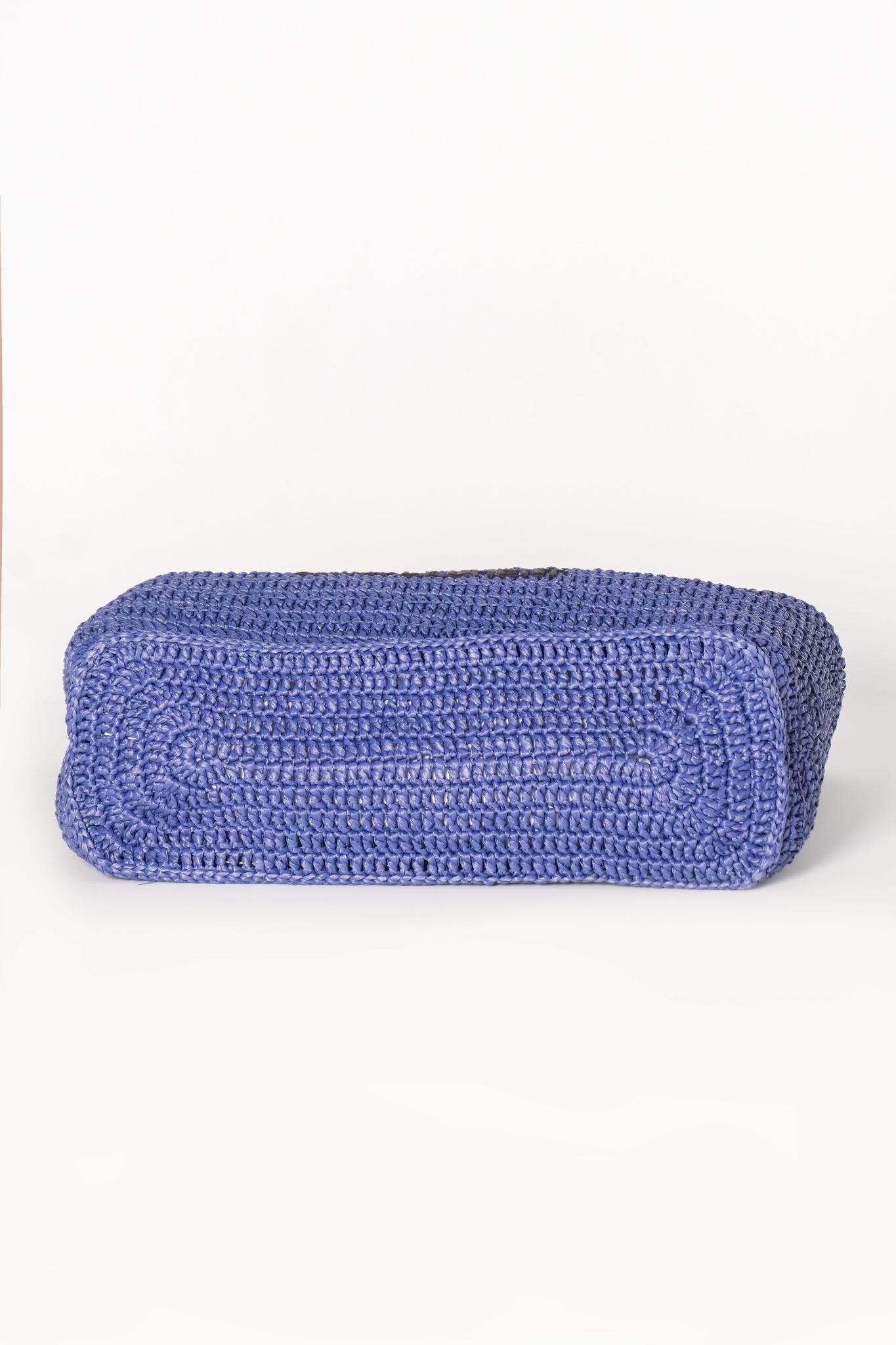 Women's Saint Laurent Medium Raffia Tote Bag Blue For Sale