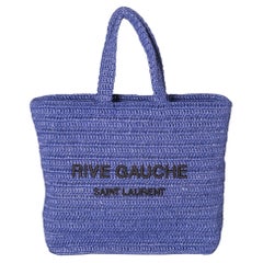 Saint Laurent Medium Raffia Tote Bag Blue