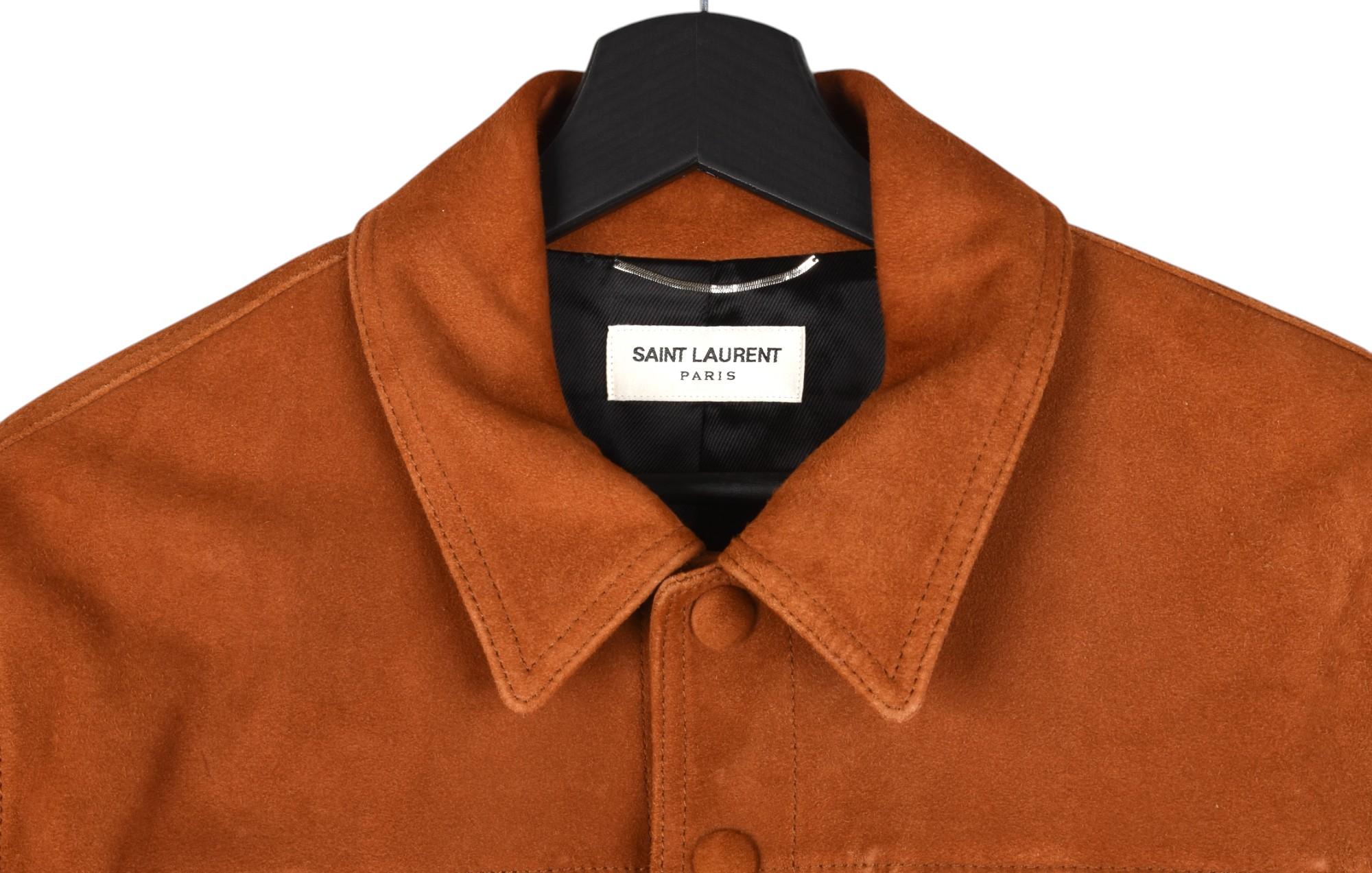 Marrone Saint Laurent Uomo Giacca in pelle scamosciata Taglia IT48-M, S1392 in vendita