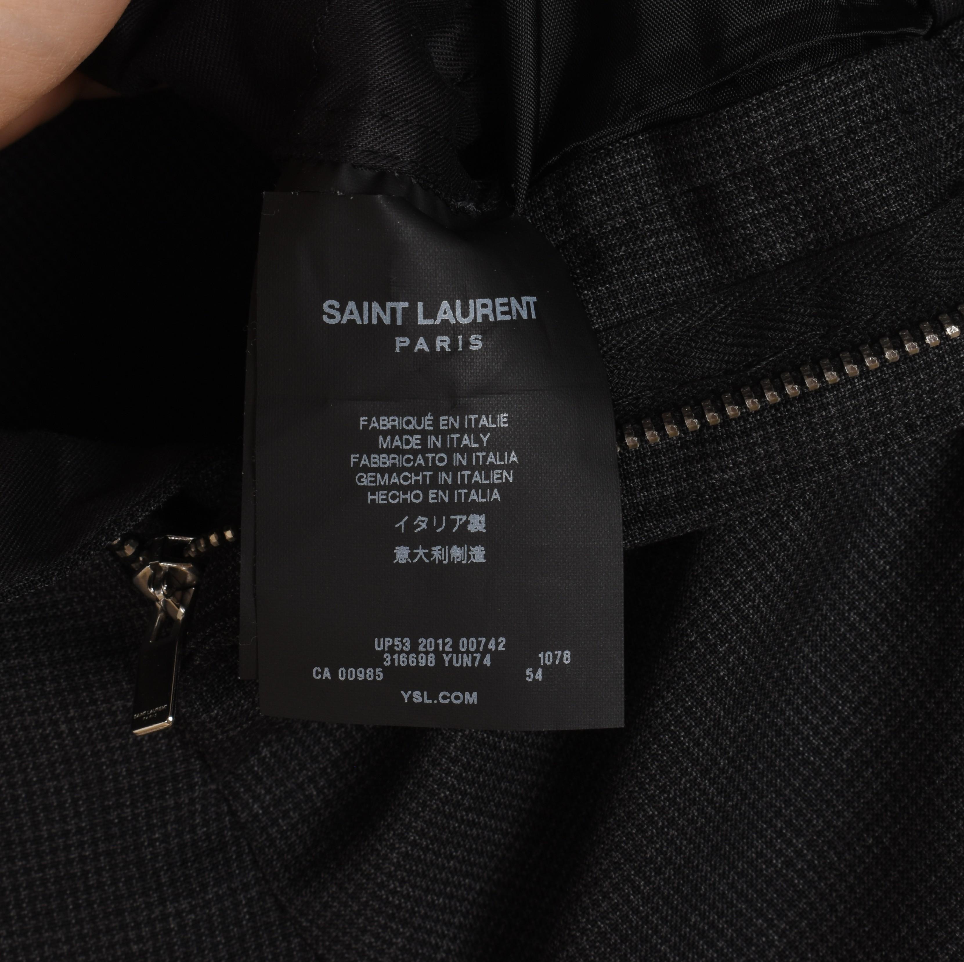 Saint Laurent Men Pants Check Wool Formal Size IT54/L, S1416 in vendita 3