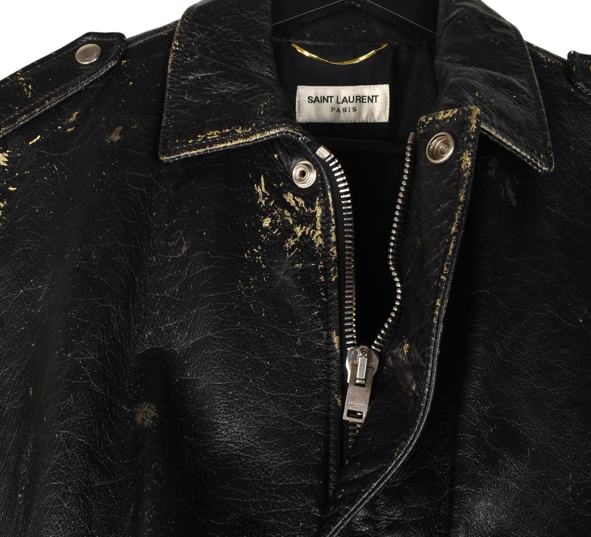 Saint Laurent Men Vest Distressed Leather Unisex Size L, S1426 In condizioni ottime in vendita a Kaunas, LT