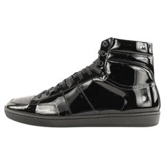 Saint Laurent Men's 43 Patent Signature Court Classic High Top Sneaker 0YSL39