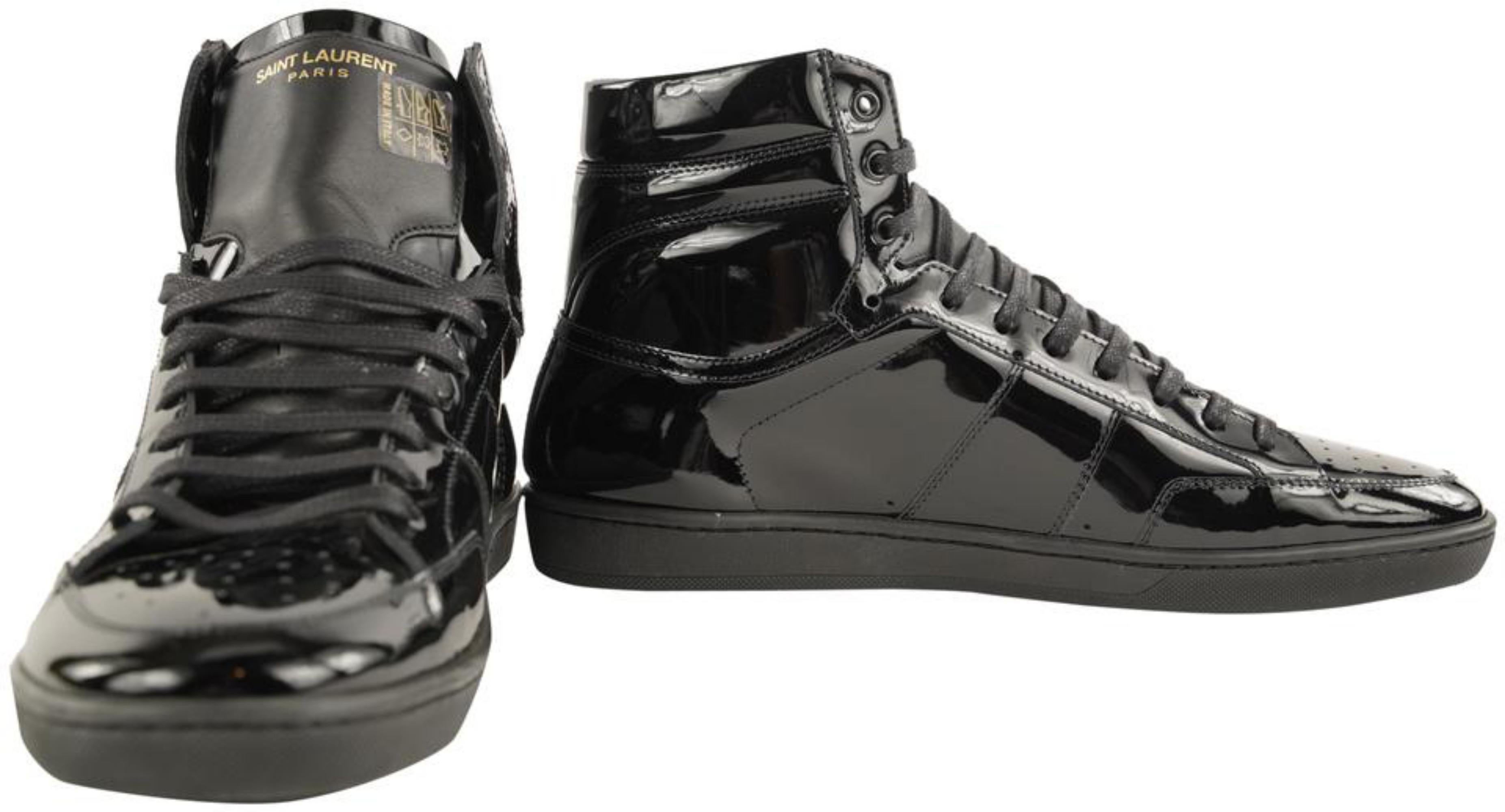 Saint Laurent Men's 43 Patent Signature Court Classic High Top Sneaker 2YSL128 3