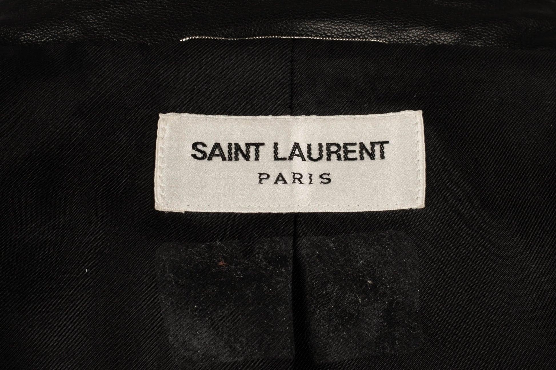 Giacca Saint Laurent da uomo con paillettes nere e collo in pelle in vendita 5