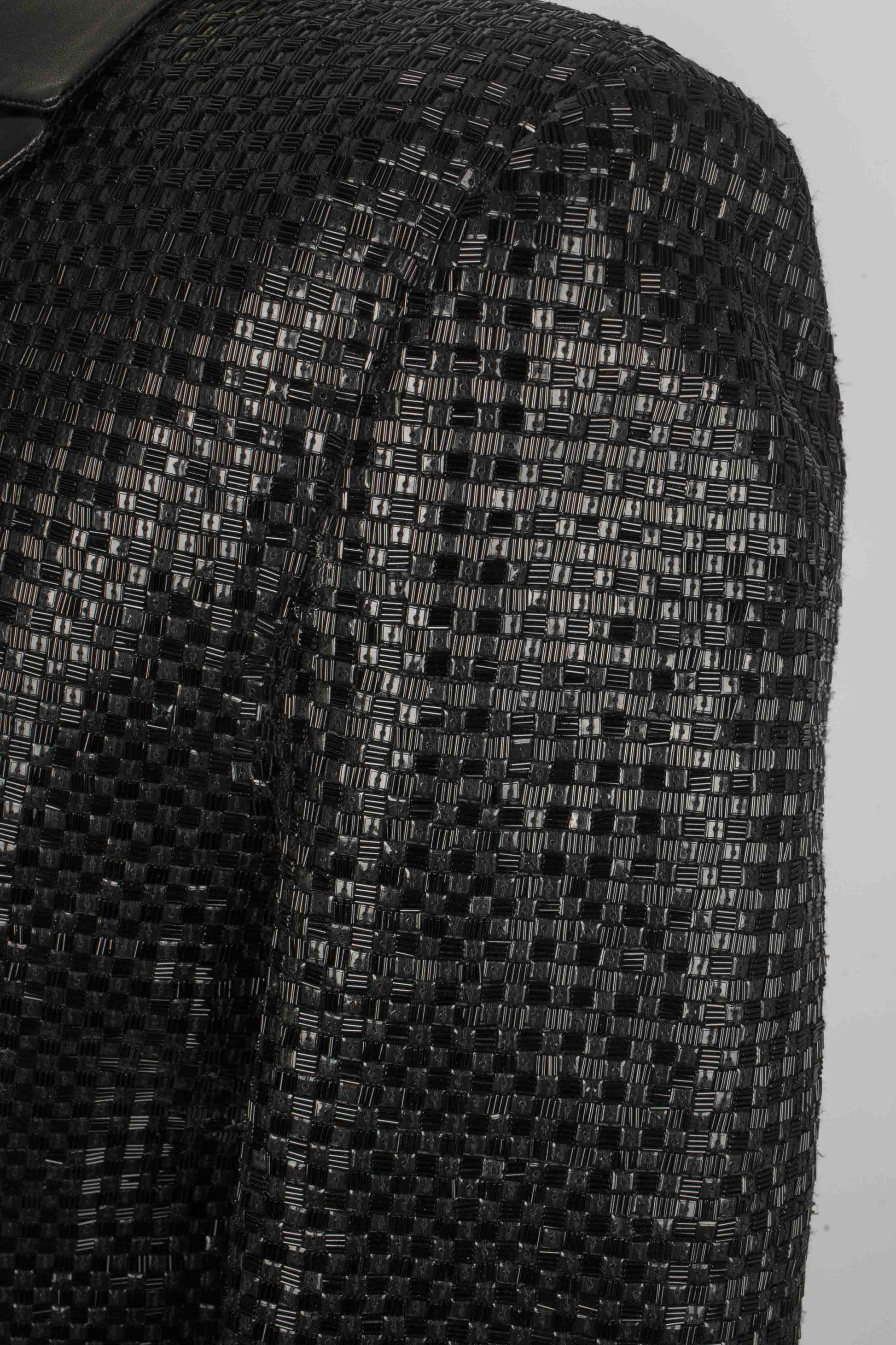 Giacca Saint Laurent da uomo con paillettes nere e collo in pelle in vendita 1