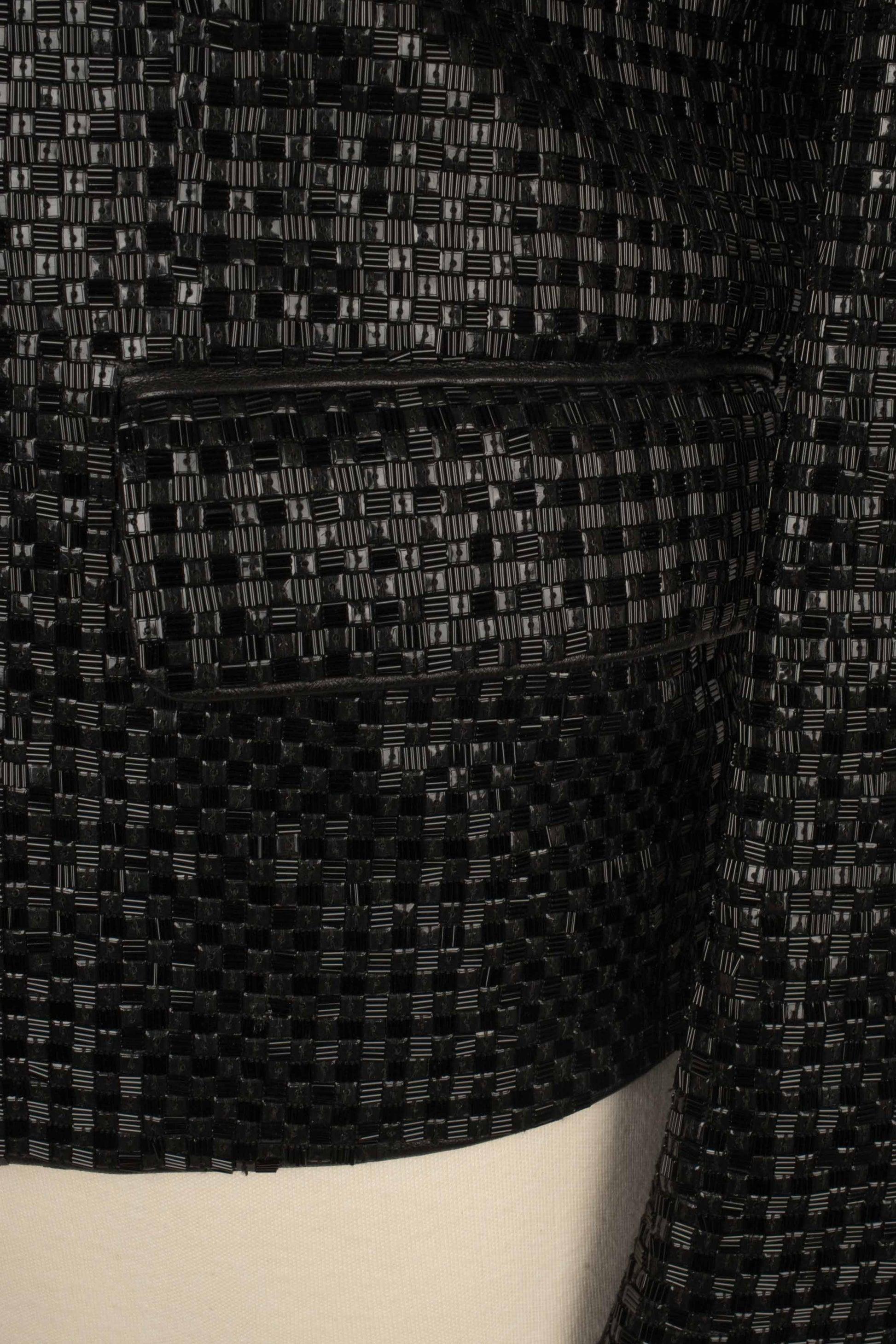 Giacca Saint Laurent da uomo con paillettes nere e collo in pelle in vendita 2