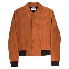 Saint Laurent Men's Blazer Jacket Brown Split Leather M