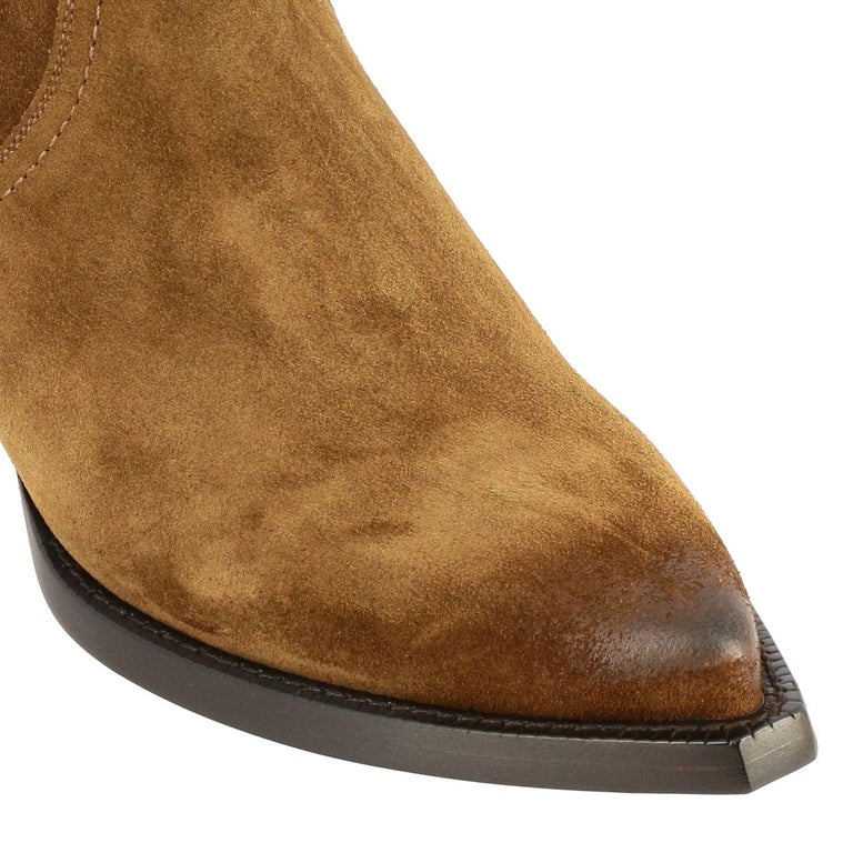 Saint Laurent Mens Brown Suede Lukas 40 Chelsea Boots Size  display picture 3