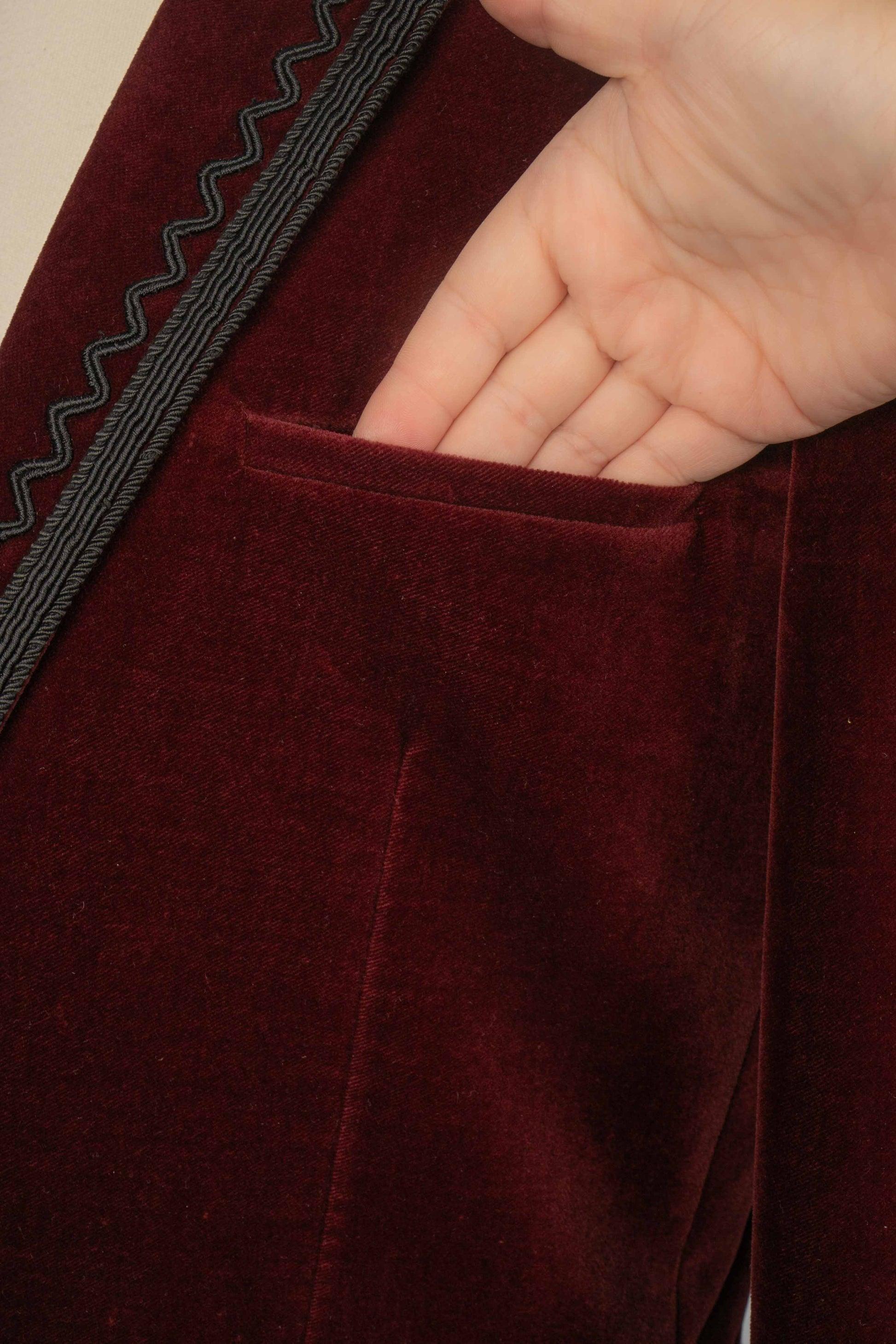 Saint Laurent Men's Burgundy Velvet Jacket For Sale 6