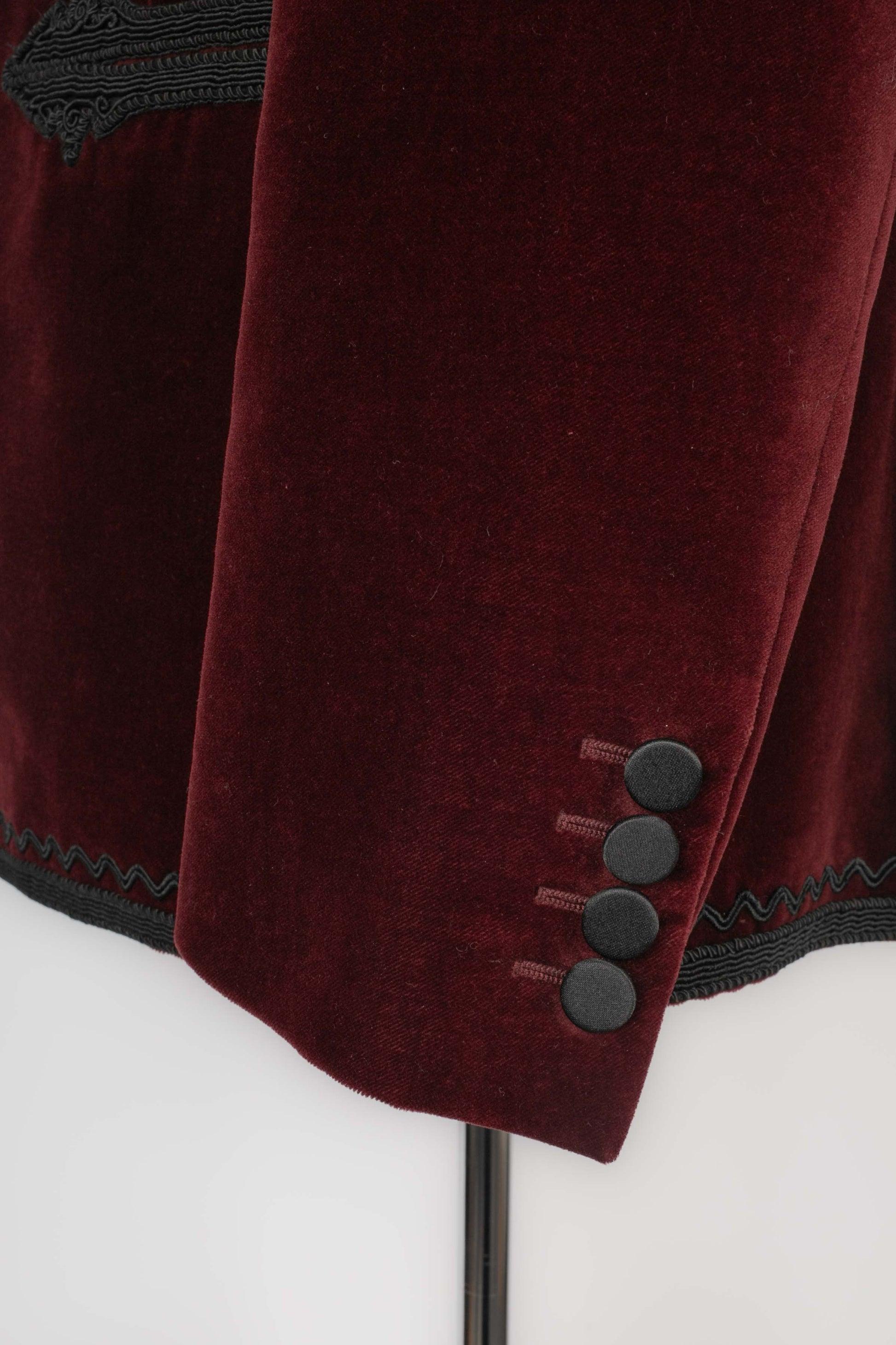 Saint Laurent Men's Burgundy Velvet Jacket For Sale 1
