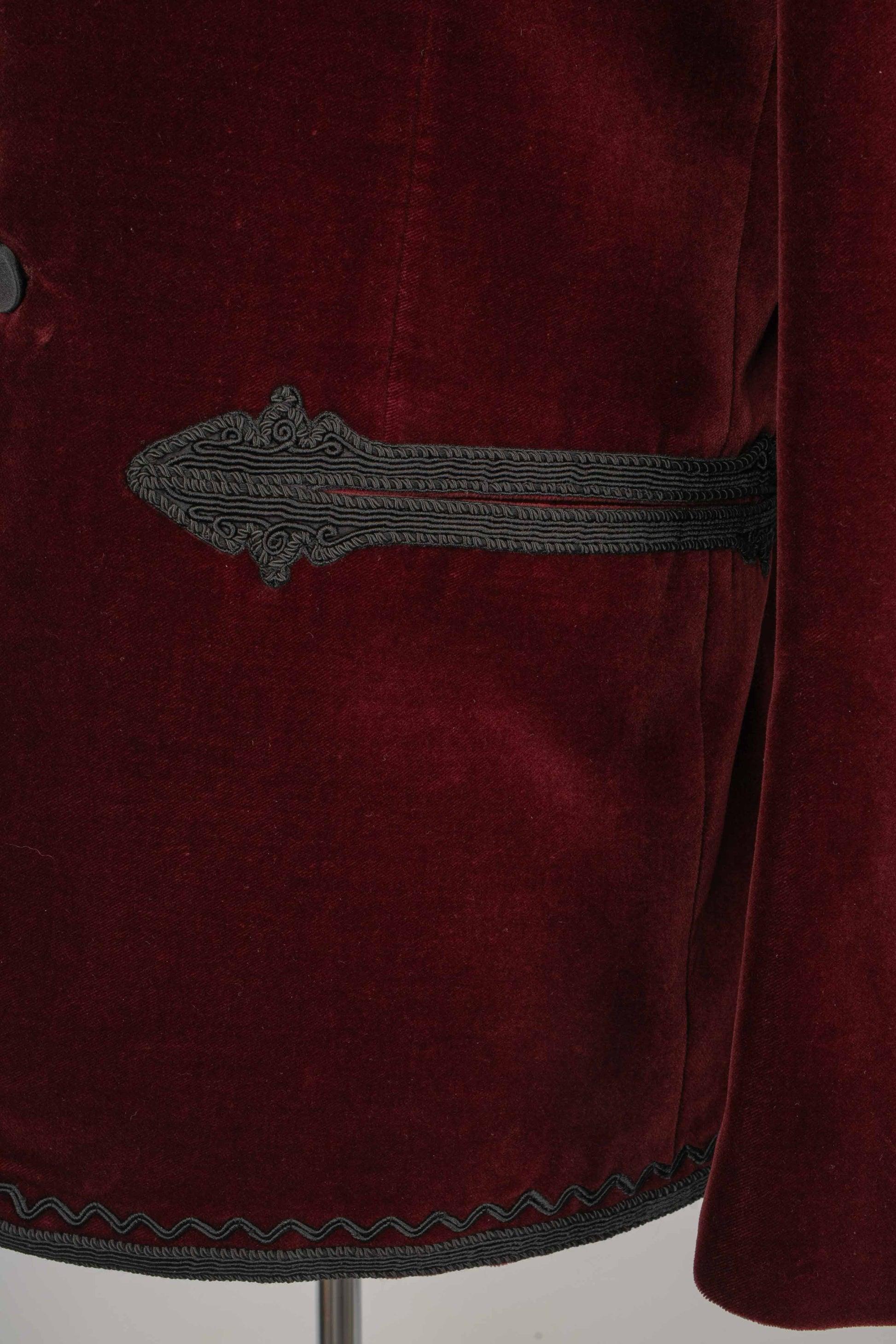 Saint Laurent Men's Burgundy Velvet Jacket For Sale 3