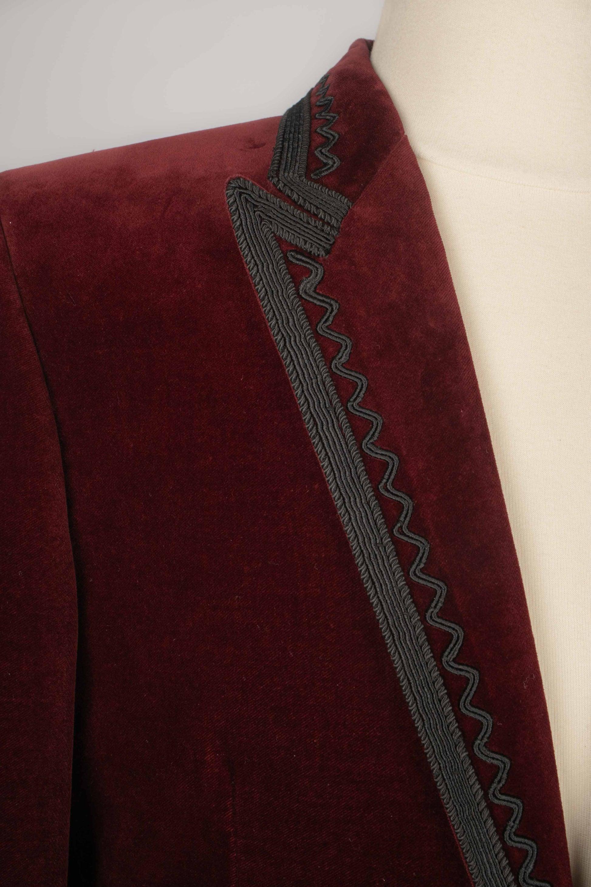 Saint Laurent Men's Burgundy Velvet Jacket For Sale 4