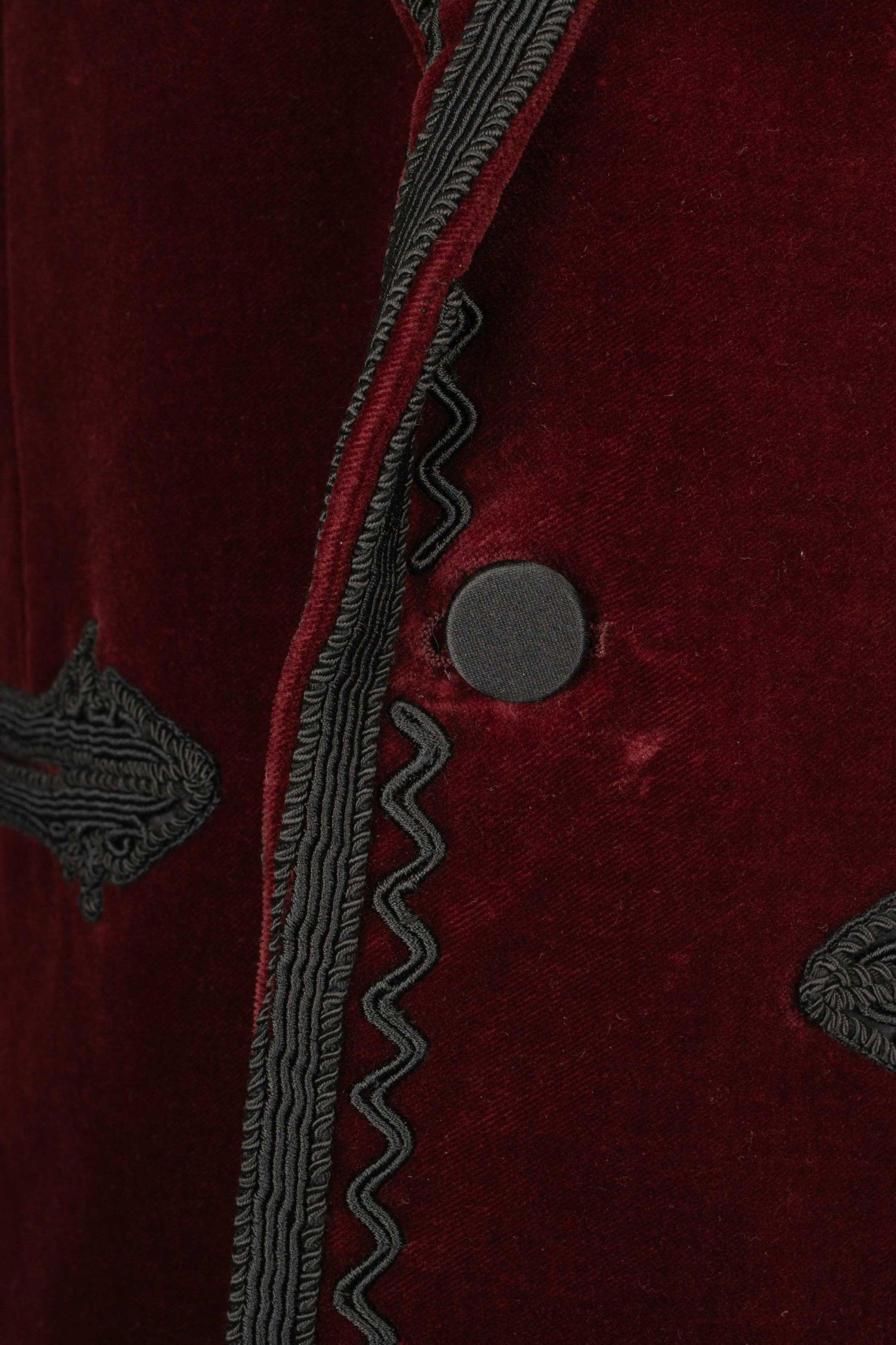 Saint Laurent Men's Burgundy Velvet Jacket For Sale 5