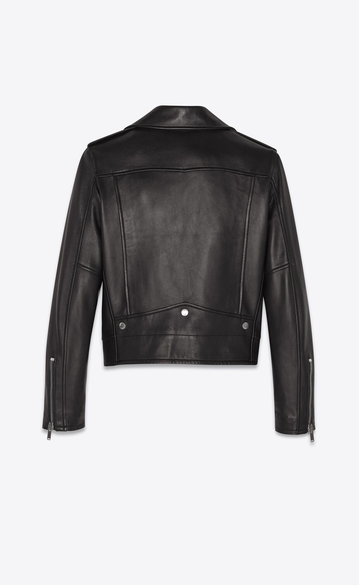 Saint Laurent Mens Classic Black Leather Motorcycle Biker Jacket Size 50

A staple in any man’s wardrobe, Saint Laurent's leather jacket puts a luxurious twist on the classic. Italian made, it takes design cues from biker styles with its lambskin