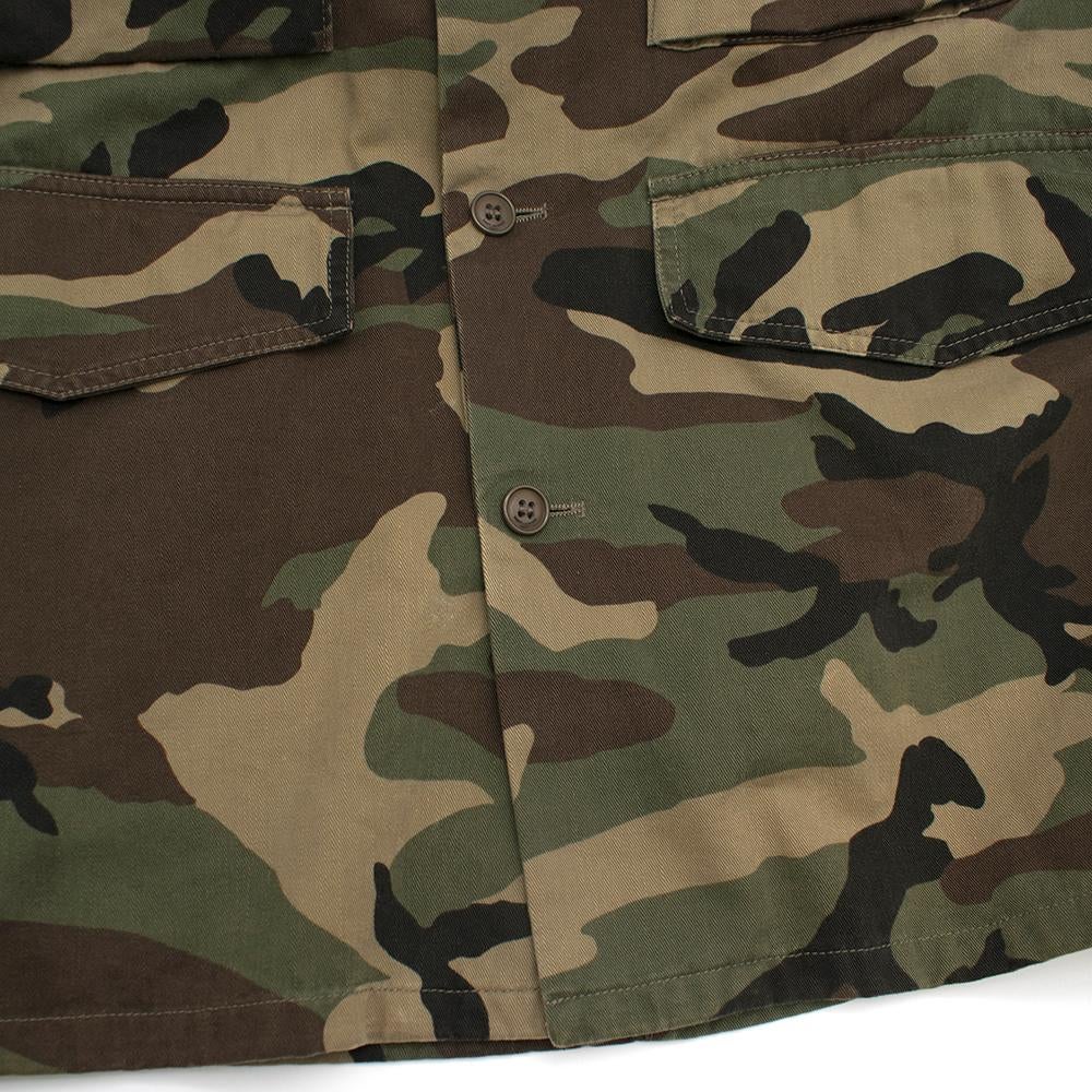 Saint Laurent Men's Green Fringed Camouflage-Print Jacket SIZE 46 2