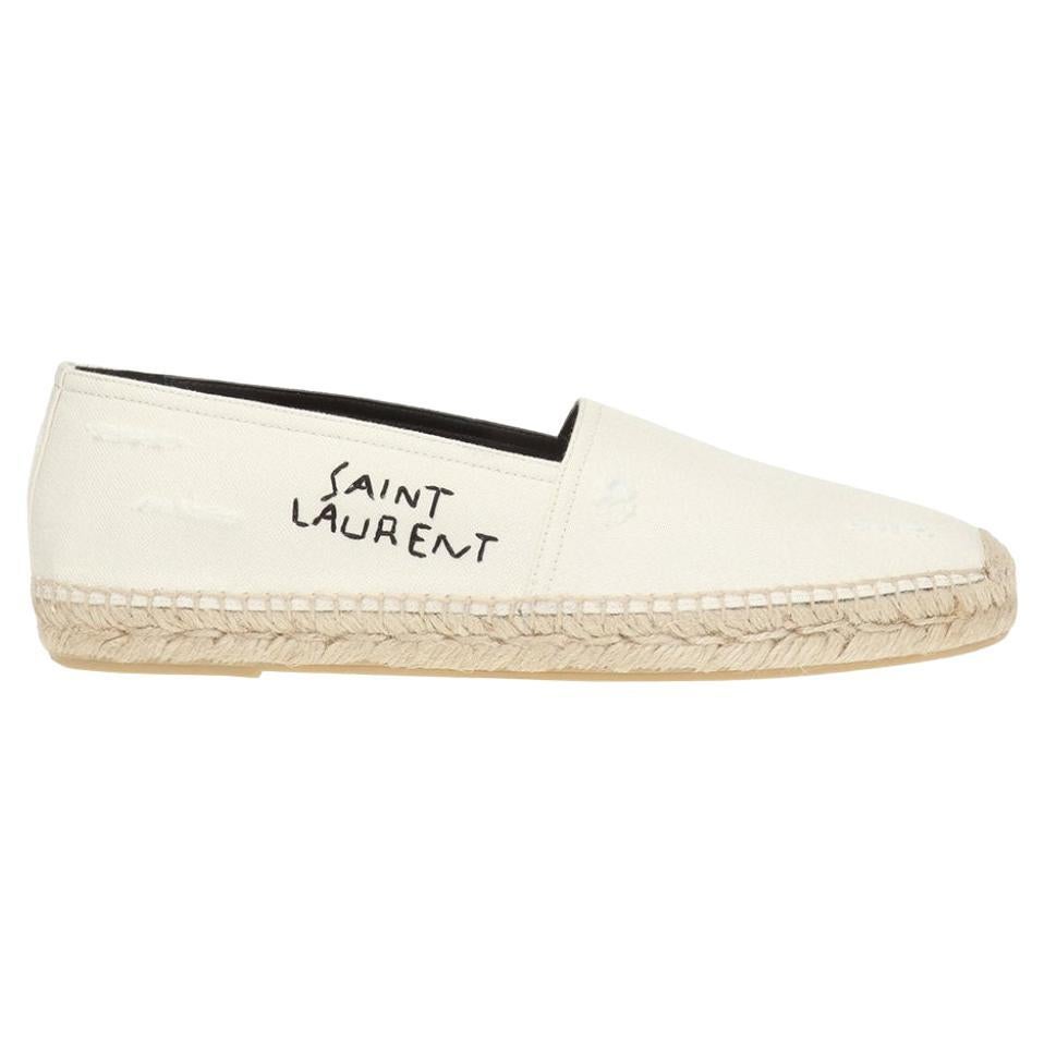 saint laurent logo embroidered canvas espadrilles