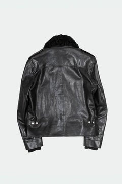 Saint Laurent Men's Leather Jacket Detachable Fur Collar Removable, L