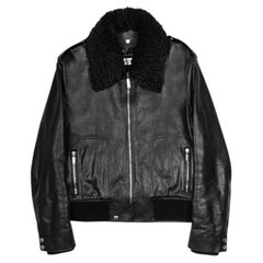 Saint Laurent Men's Leather Jacket Detachable Fur Collar Removable, L
