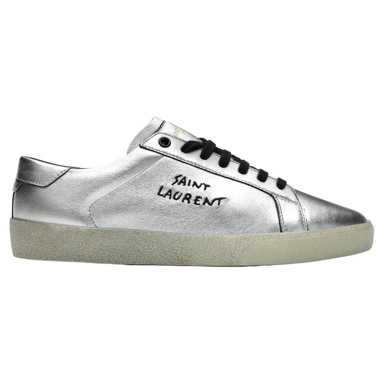Saint Laurent Mens Metallic Silver Court Classic Sl 06 Sneakers Size 41 For Sale At 1stdibs