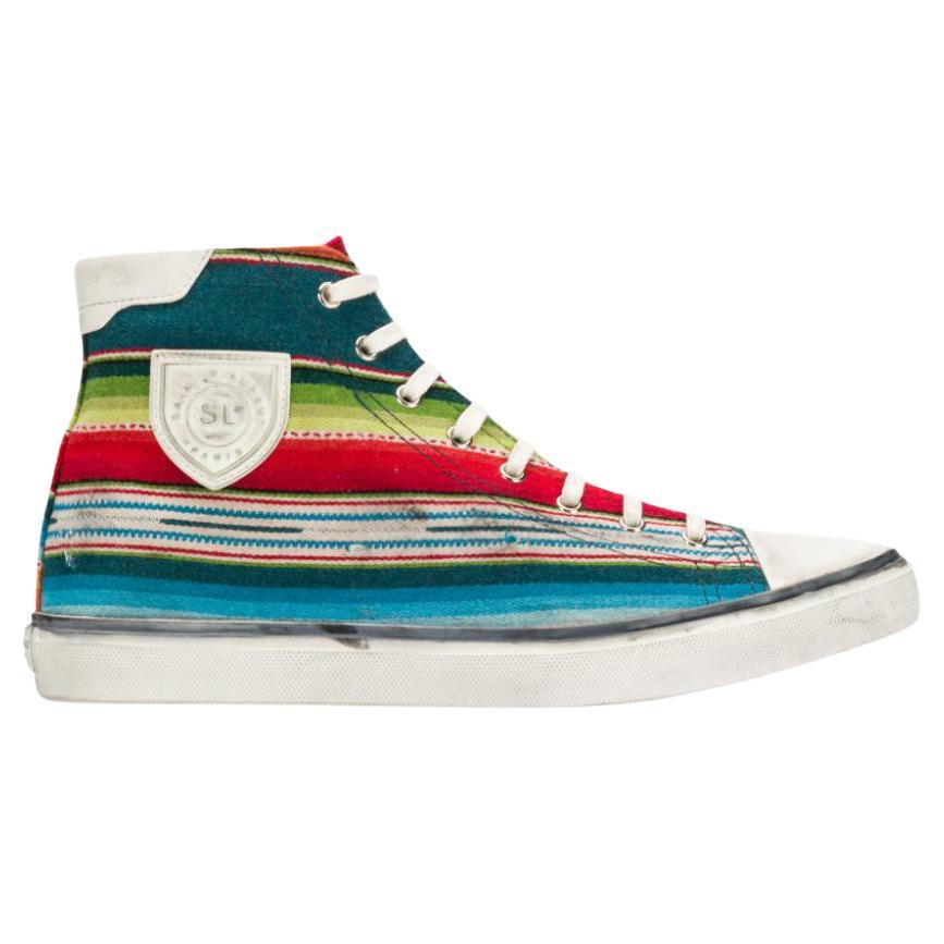 Saint Laurent Mens 'Mexican Jacquard' Bedford High Top Sneakers Size 46 For Sale