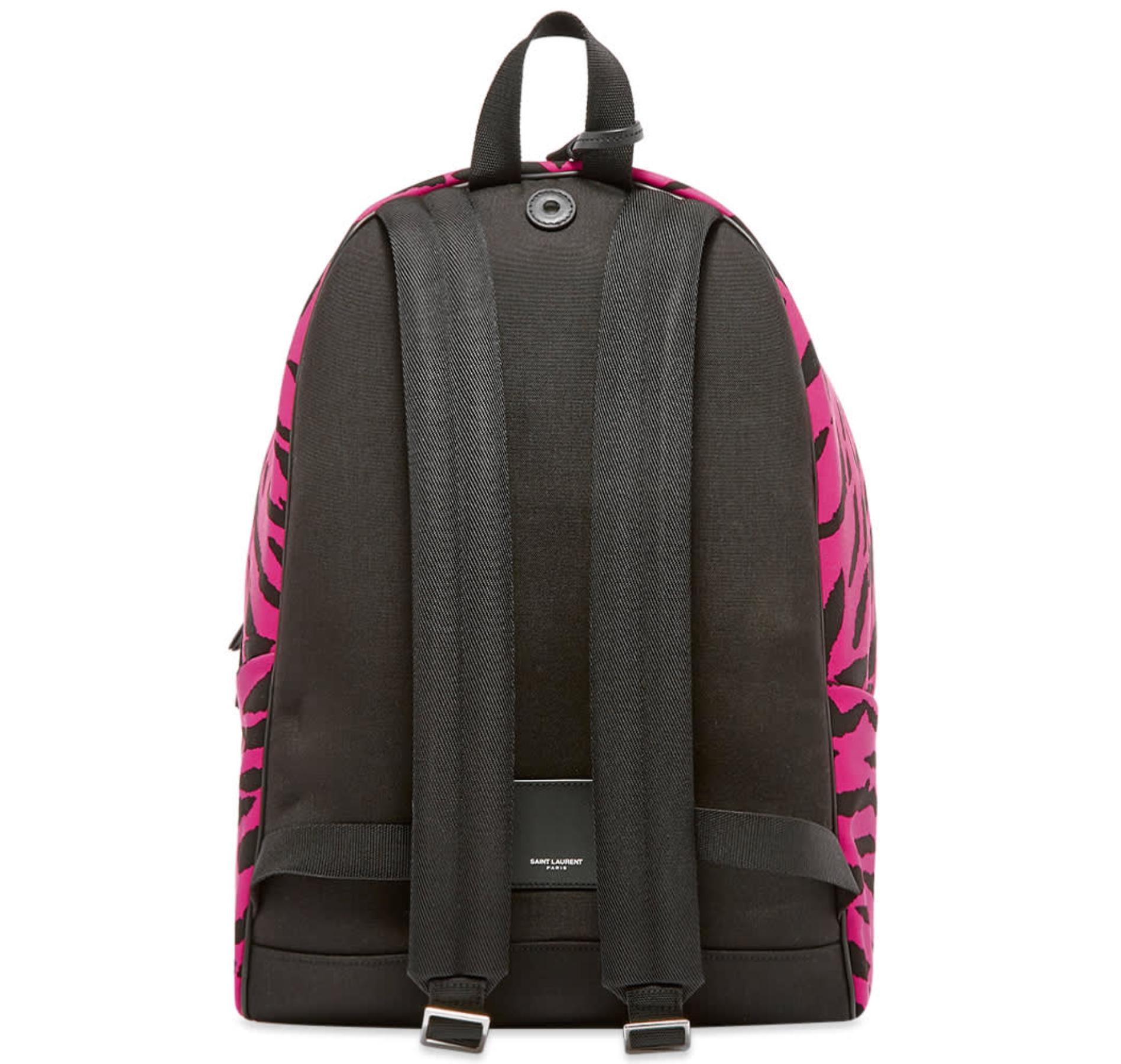 Saint Laurent Mens Pink & Black Zebra Print 'City' Backpack In New Condition In Paradise Island, BS