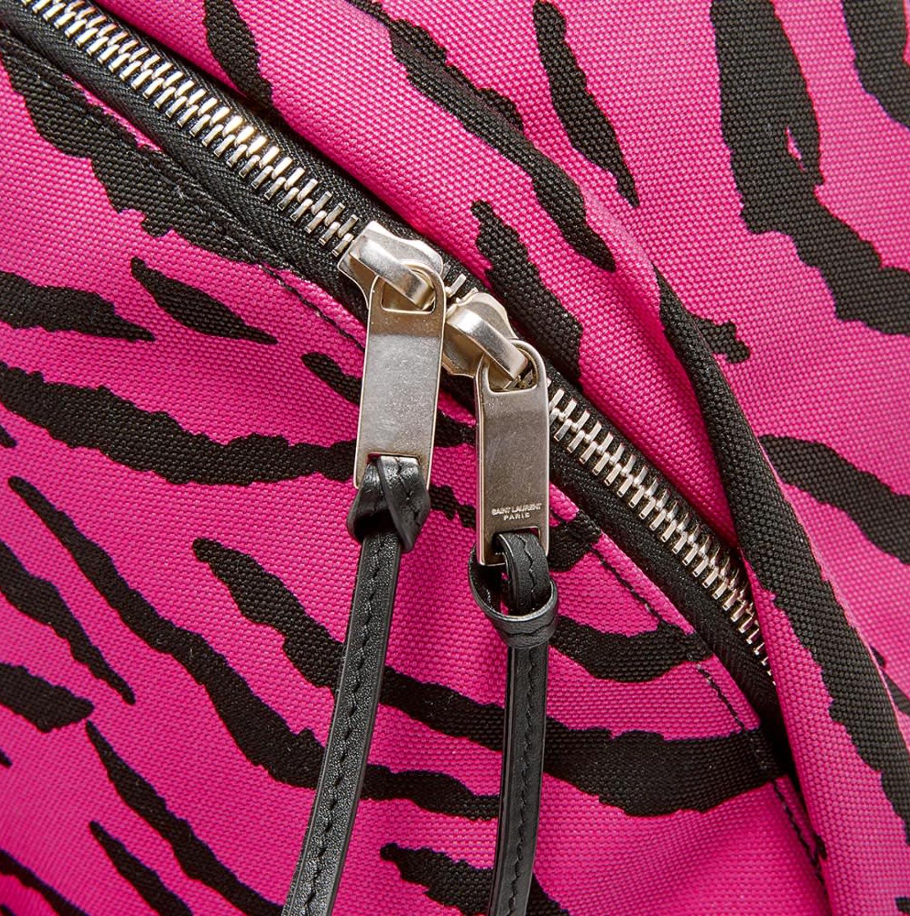 Men's Saint Laurent Mens Pink & Black Zebra Print 'City' Backpack