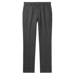 Pantalon en flanelle de laine Saint Laurent pour homme, coupe ajustée, gris, taille IT46 S/M