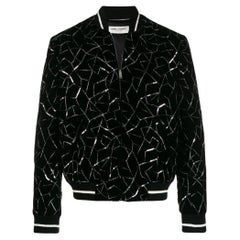 Saint Laurent Chaqueta de terciopelo y lentejuelas bordadas para hombre talla 52
