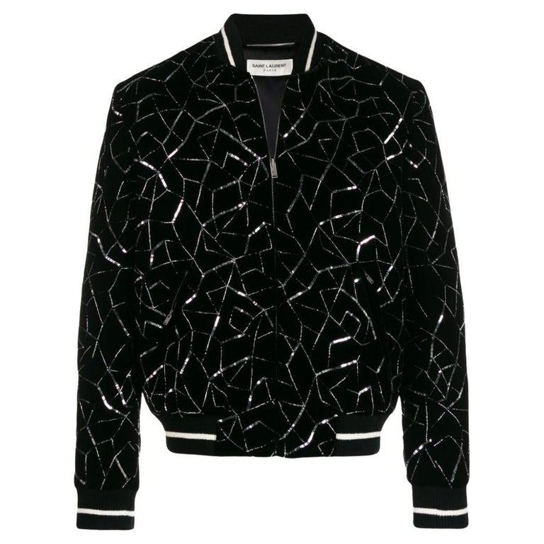Glitter Monogram Bomber Jacket - Luxury Black