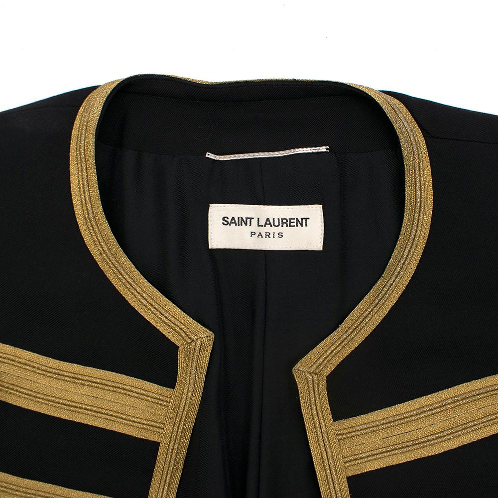 Black Saint Laurent Men's Wool Embroidered Officer Jacket SIZE 46