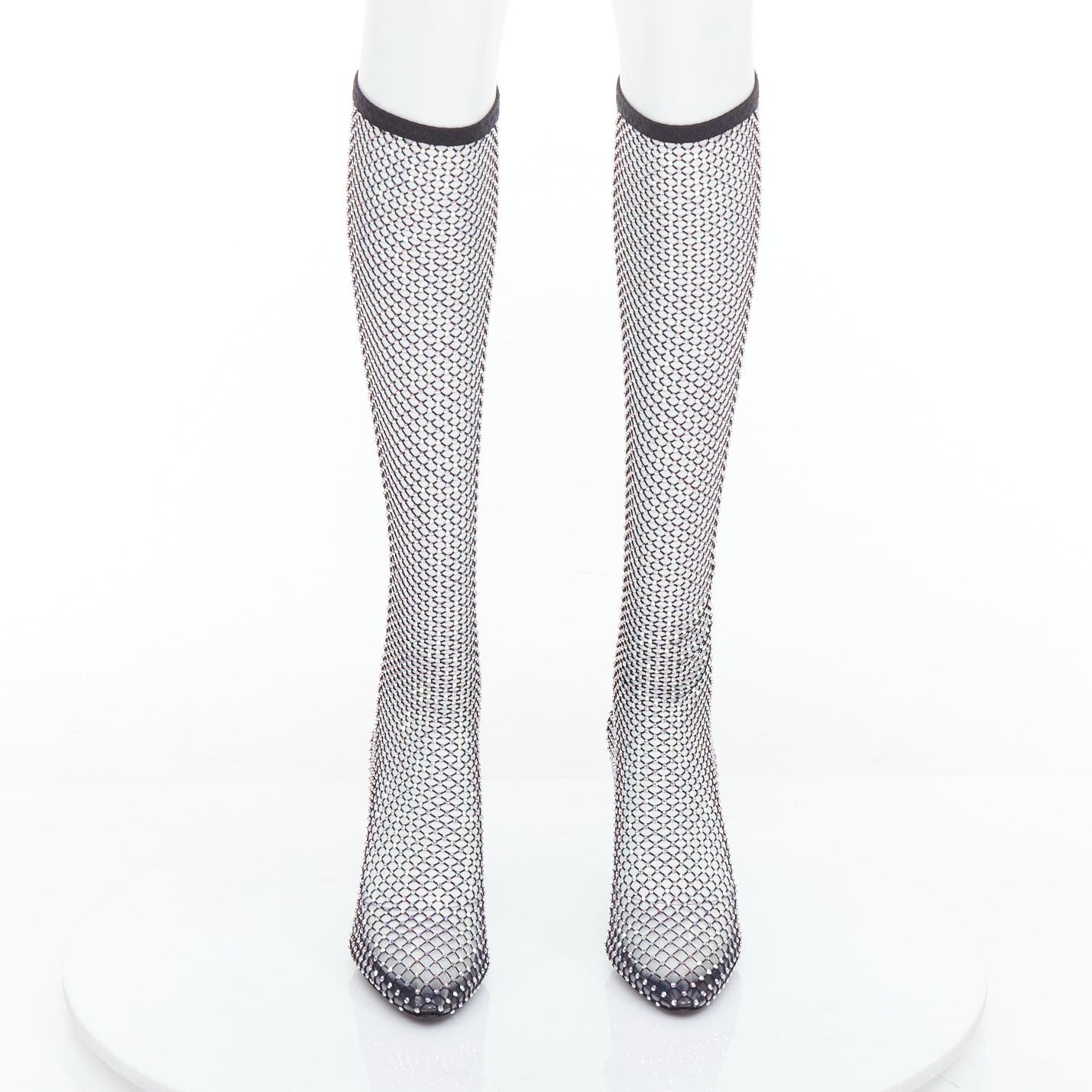 SAINT LAURENT Mesh Crystal 68 iridescent strass stretch sock boots EU39.5
Reference: AAWC/A01342
Brand: Saint Laurent
Designer: Anthony Vaccarello
Model: Mesh Crystal 68
Collection: Runway
Material: Mesh, Suede
Color: Black, Multicolour
Pattern: