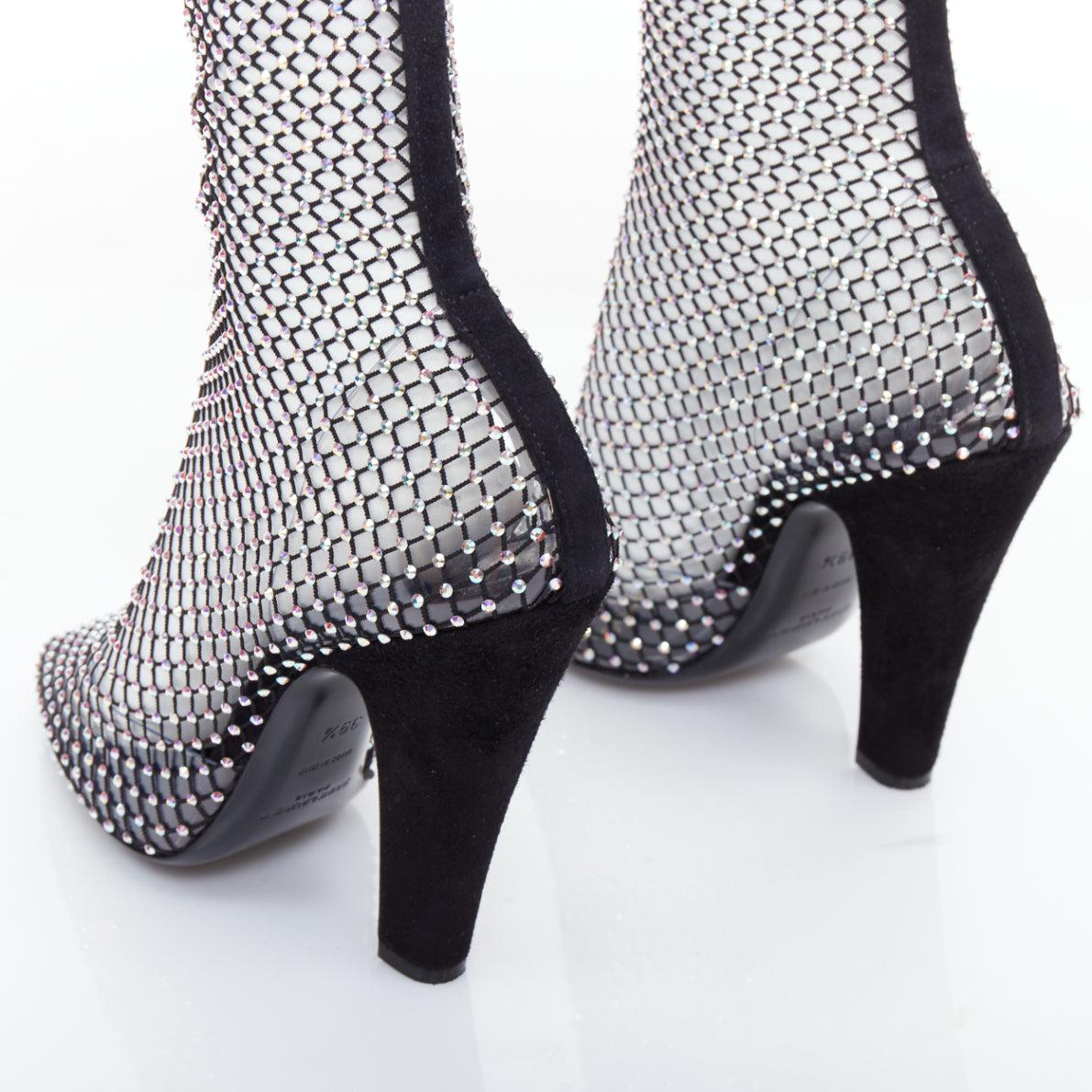 SAINT LAURENT Mesh Crystal 68 iridescent strass stretch sock boots EU39.5 3