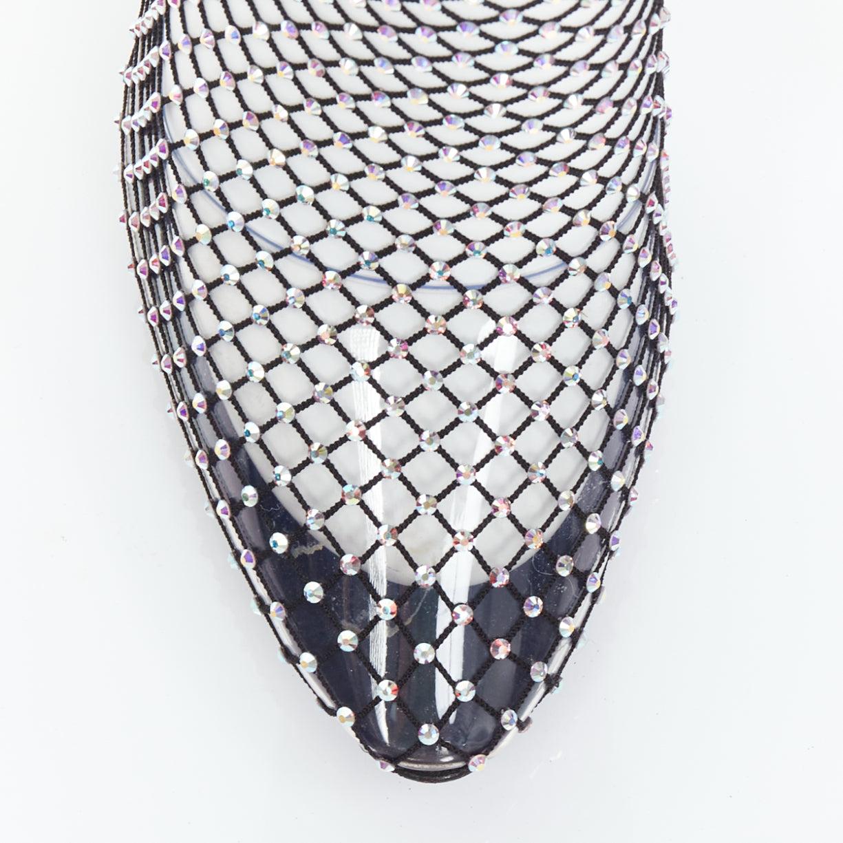 SAINT LAURENT Mesh Crystal 68 iridescent strass stretch sock boots EU39.5 4