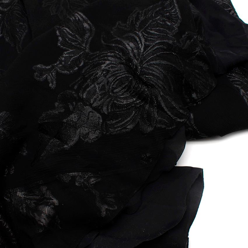 Women's Saint Laurent Metallic Black Floral Fil Coupe Silk Dress For Sale