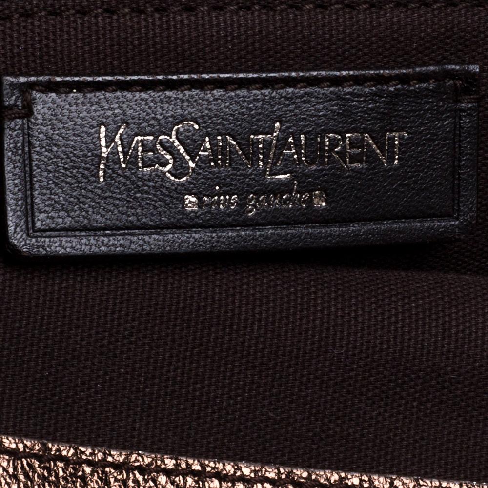 Saint Laurent Metallic Brown/Gold Leather Logo Embossed Tote 5