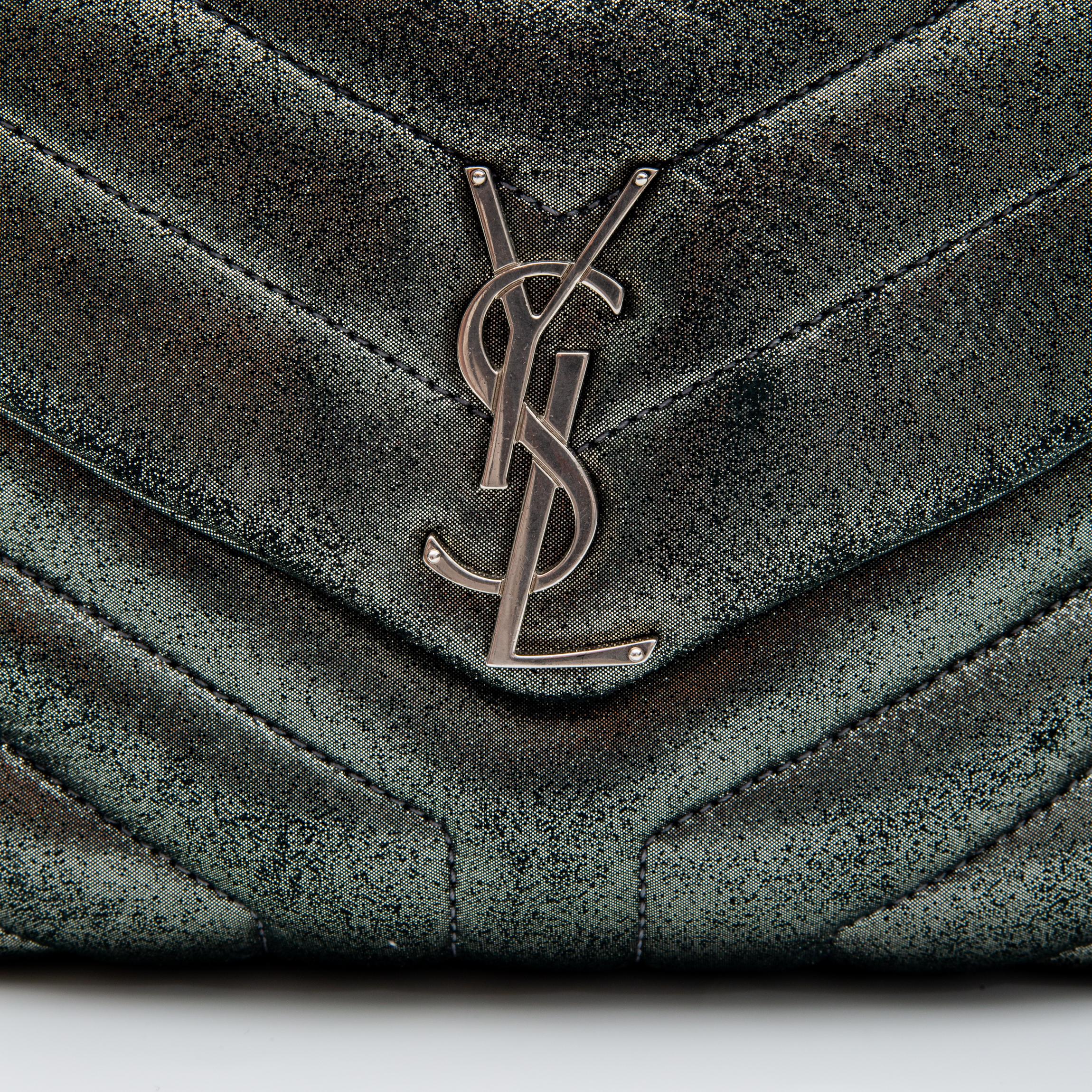 Saint Laurent Borsa Lou piccola in pelle di vitello metallizzata Y Matelasse Monogram (464676) 3