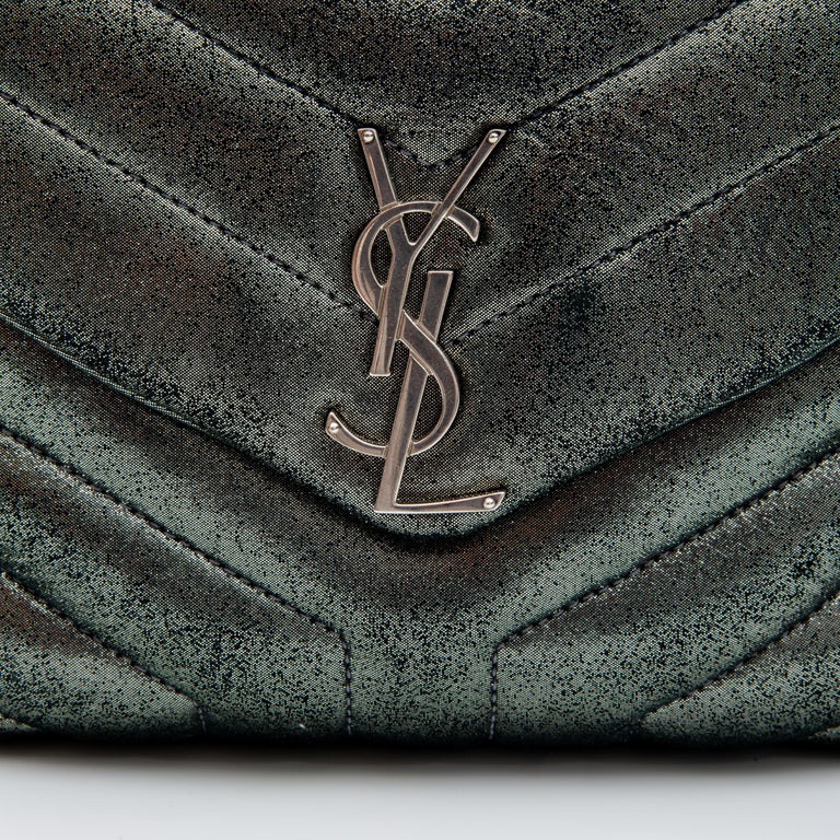 SAINT LAURENT Calfskin Y Quilted Monogram Small Loulou Chain
