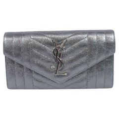 Saint Laurent Metallic Chevron Quilted Wallet