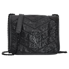 Saint Laurent Metallic Cracked Calfskin Monogram Niki Chain Wallet Bag