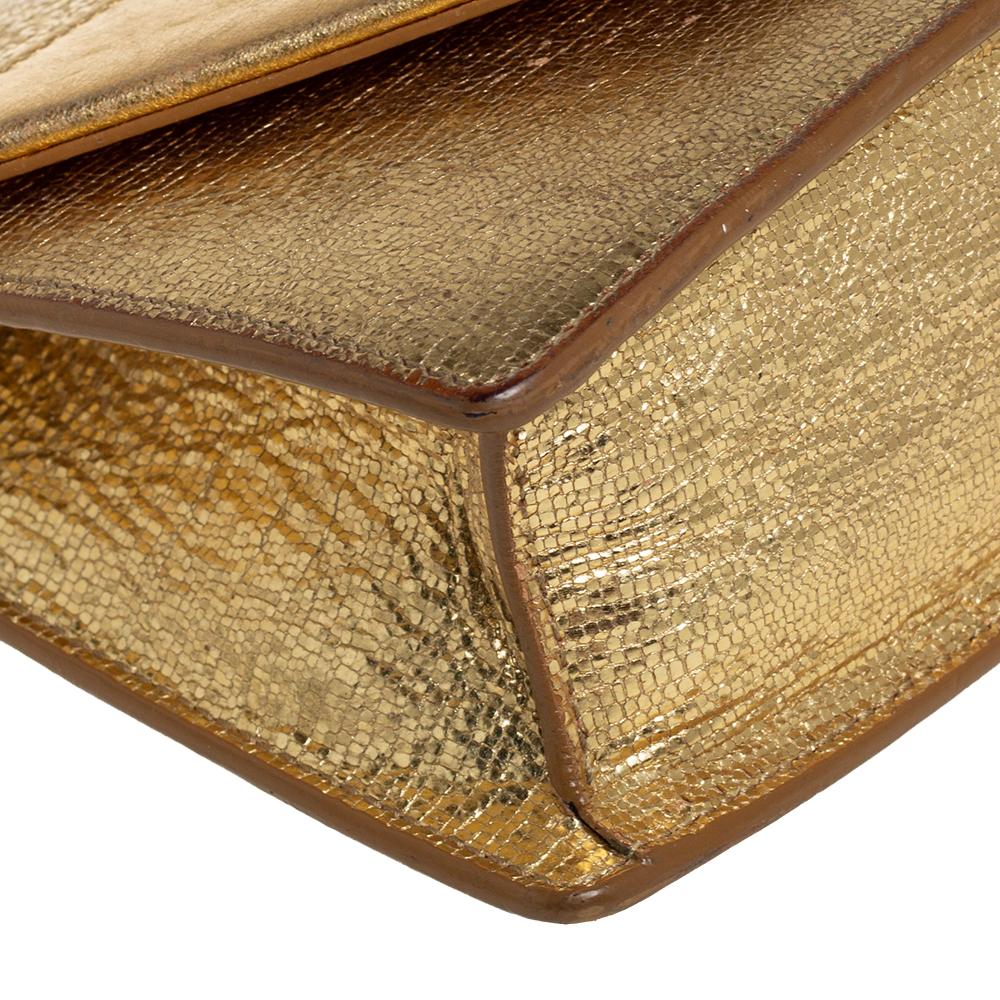 Saint Laurent Metallic Gold Crinkled Leather Betty Crossbody Bag 6