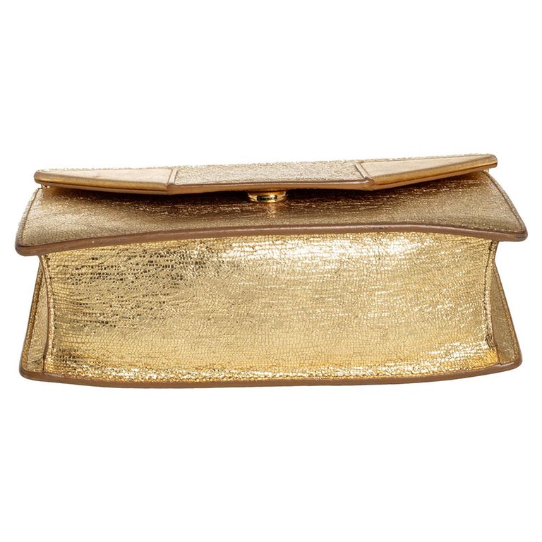 Saint Laurent Metallic Gold Crinkled Leather Betty Crossbody Bag at 1stDibs