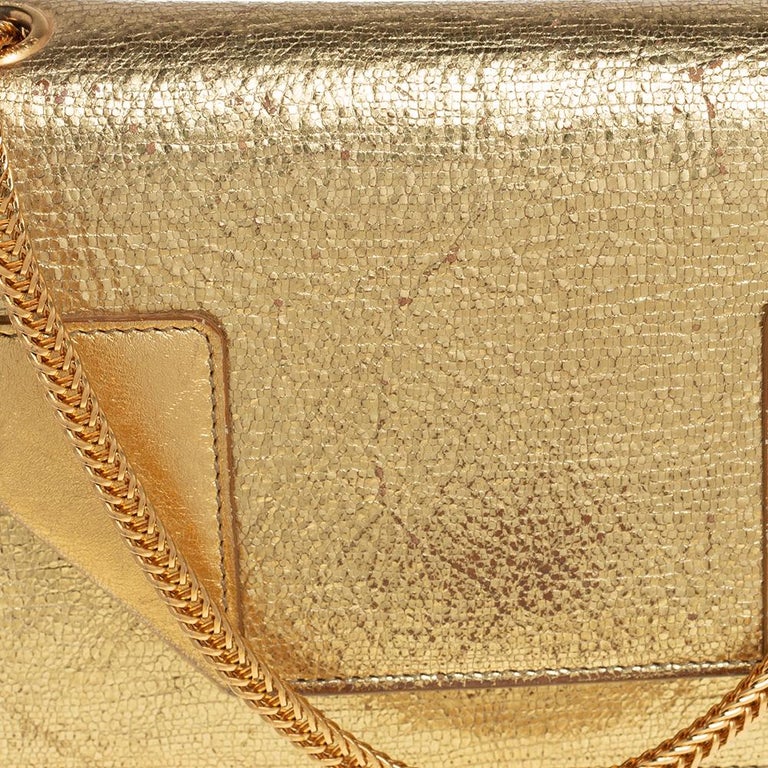 Saint Laurent Metallic Gold Crinkled Leather Betty Crossbody Bag at 1stDibs
