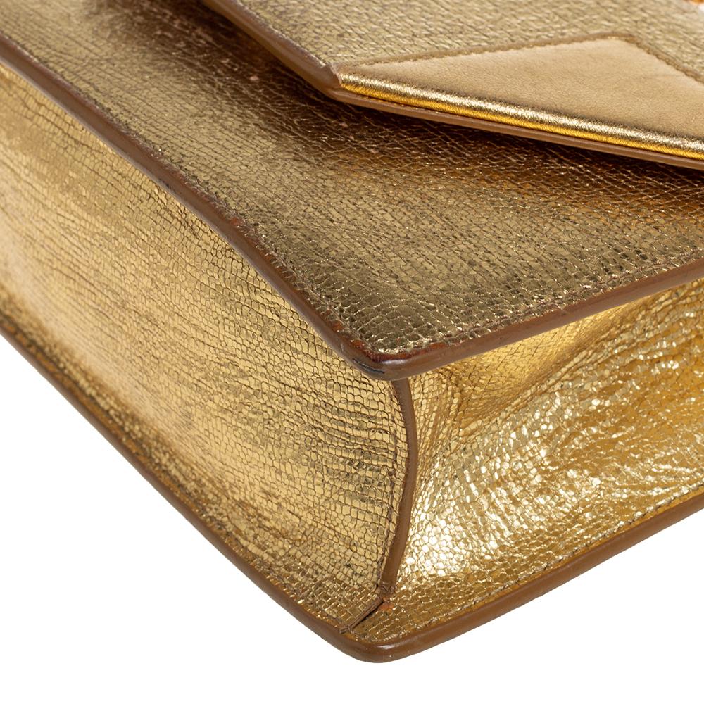 Saint Laurent Metallic Gold Crinkled Leather Betty Crossbody Bag 3