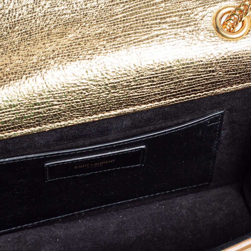 Saint Laurent Metallic Gold Crinkled Leather Betty Crossbody Bag 5