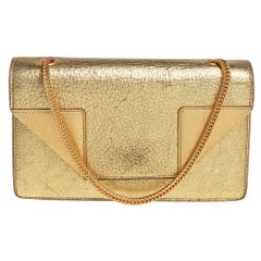 Saint Laurent Metallic Gold Crinkled Leather Betty Crossbody Bag