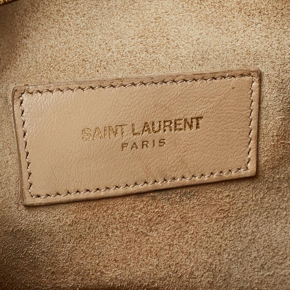 Saint Laurent Metallic Gold Leather Emmanuelle Drawstring Bucket Bag 5