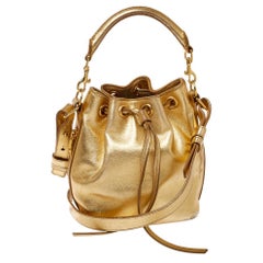 Saint Laurent Metallic Gold Leather Emmanuelle Drawstring Bucket Bag